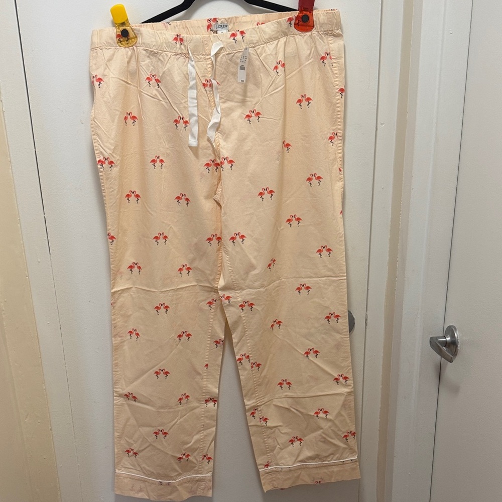 J. Crew Factory Beige Pajama Pants with Flamingo Design